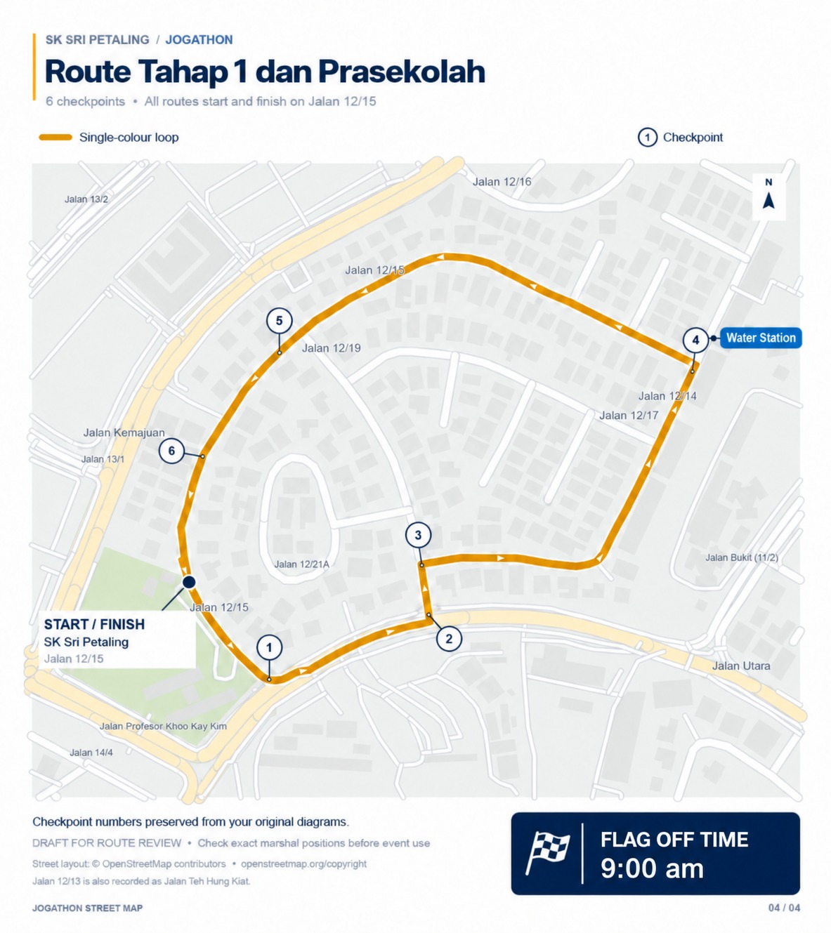 Peta laluan 1.5KM untuk Prasekolah hingga Tahun 3