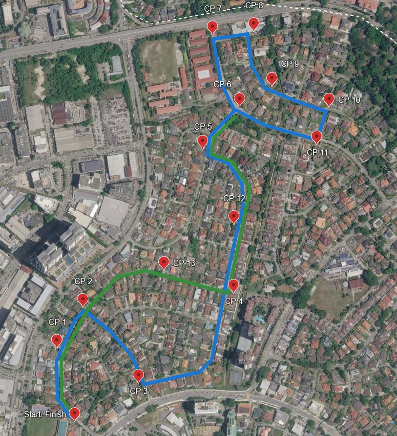 Peta laluan 4KM Larian Sihat SSP 2026 dengan checkpoint