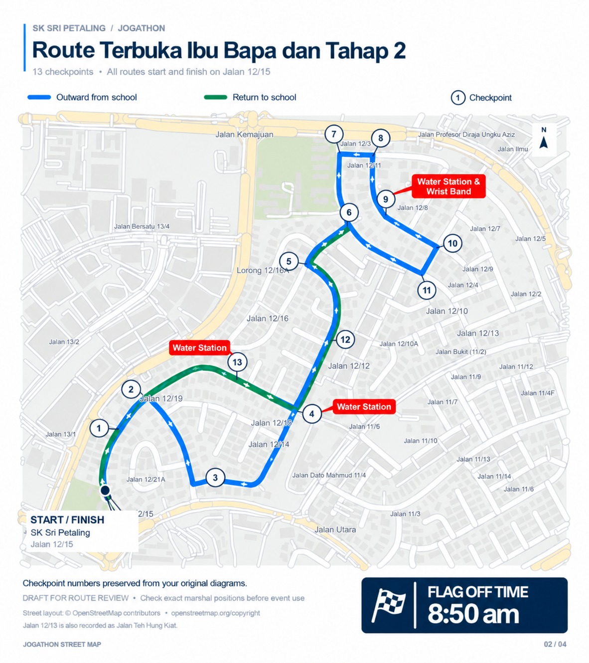 Peta laluan 5KM untuk Tahap 2 dan ibu bapa terbuka