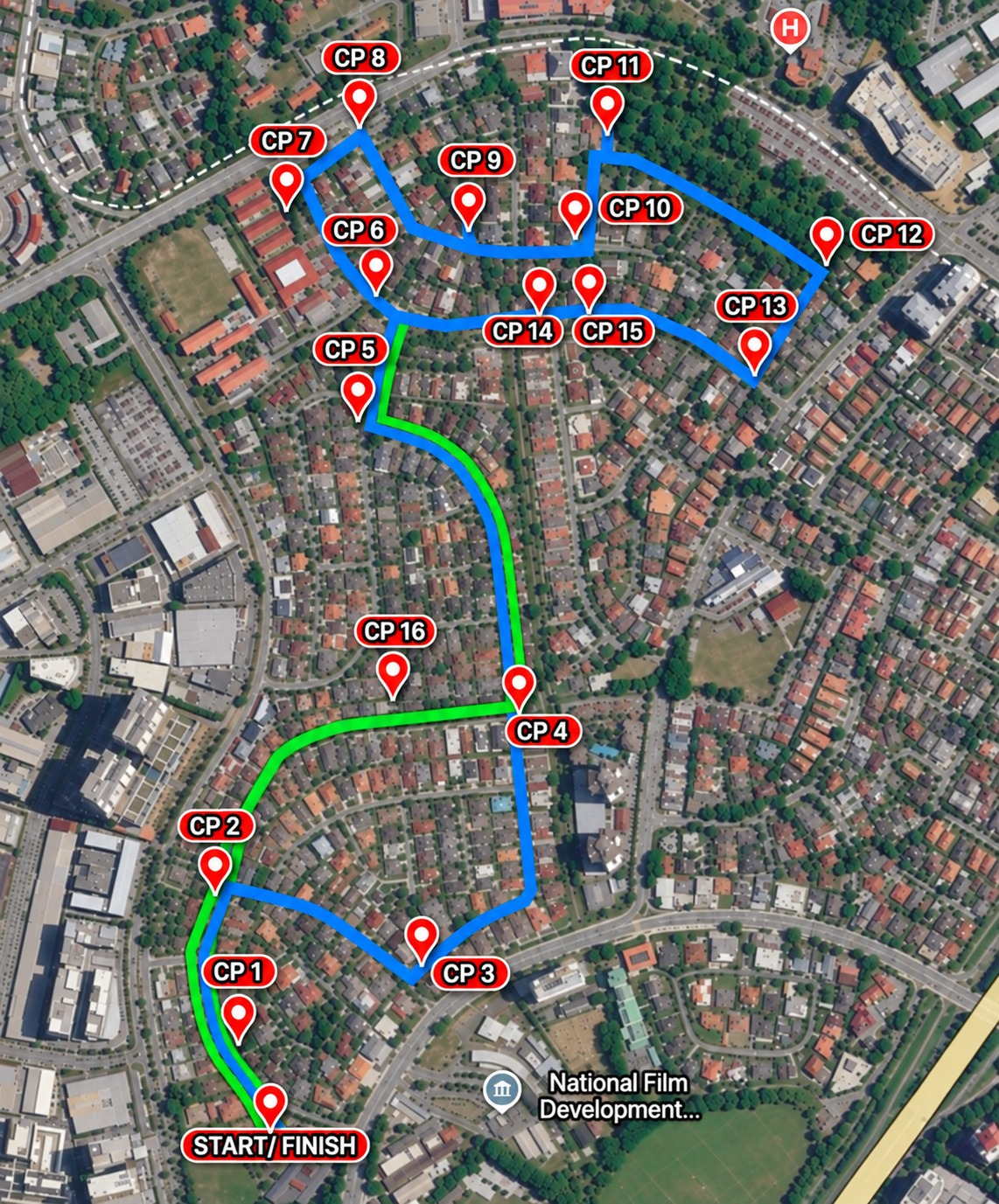 Peta laluan 5KM Larian Sihat SSP 2026 dengan checkpoint