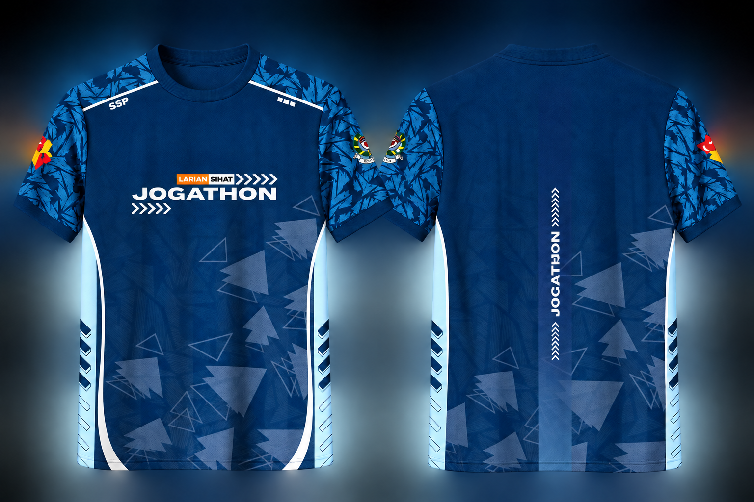 Jersey larian rasmi Larian Sihat Jogathon — pandangan depan dan belakang